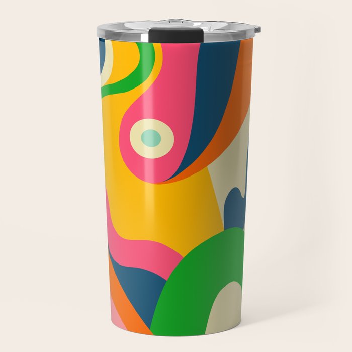 Colorful Mid Century Abstract  Travel Mug Gallery Image 1