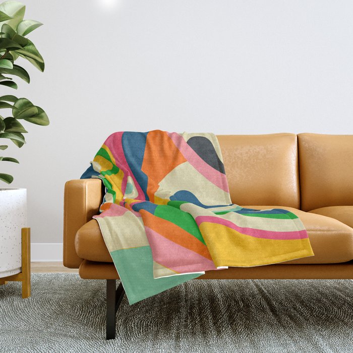 Colorful Mid Century Abstract  Throw Blanket Gallery Image 1