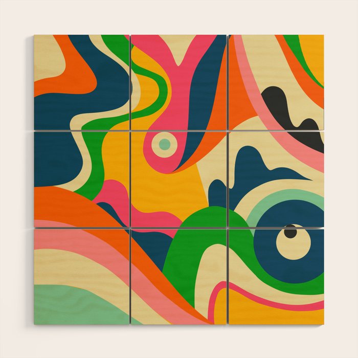 Colorful Mid Century Abstract  Wood Wall Art Gallery Image 1