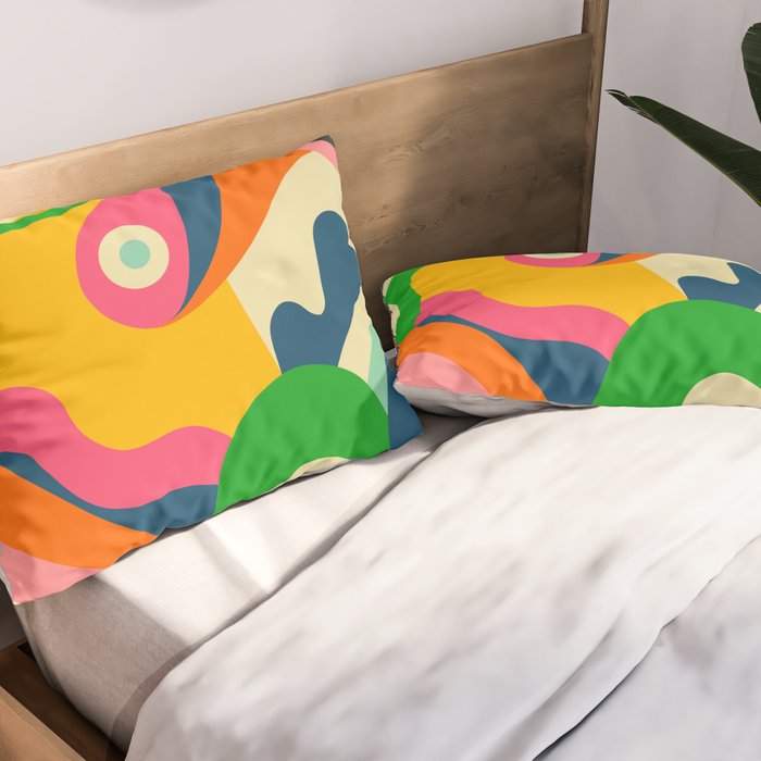 Colorful Mid Century Abstract  Pillow Sham Gallery Image 2
