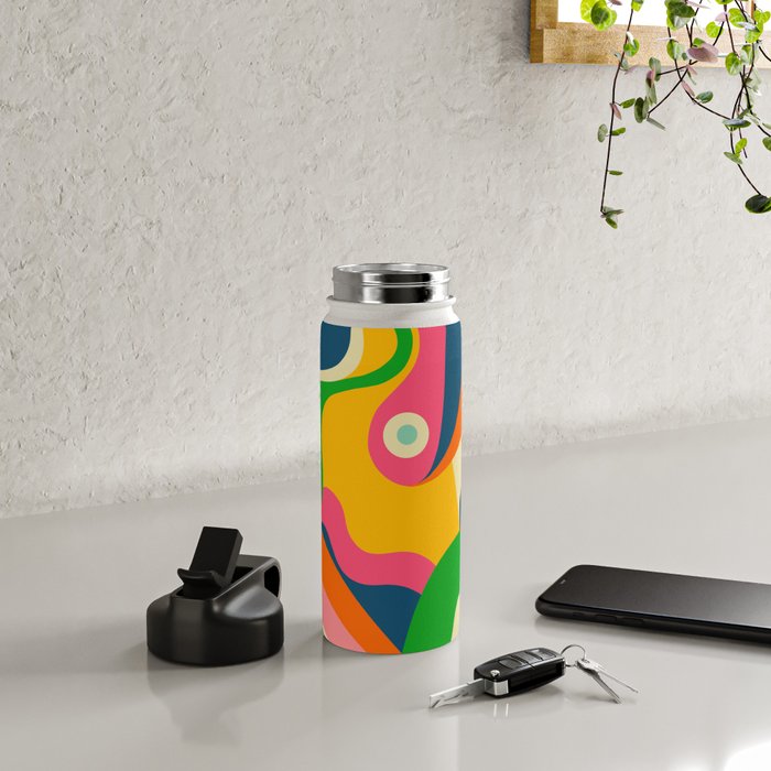 Colorful Mid Century Abstract  Water Bottle Gallery Image 5