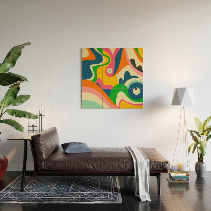 Colorful Mid Century Abstract  Wood Wall Art Gallery Image 2