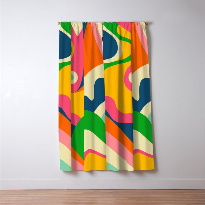 Colorful Mid Century Abstract  Window Curtain Gallery Image 3
