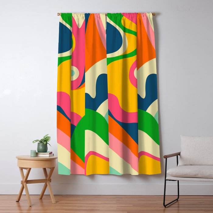 Colorful Mid Century Abstract  Window Curtain Gallery Image 5