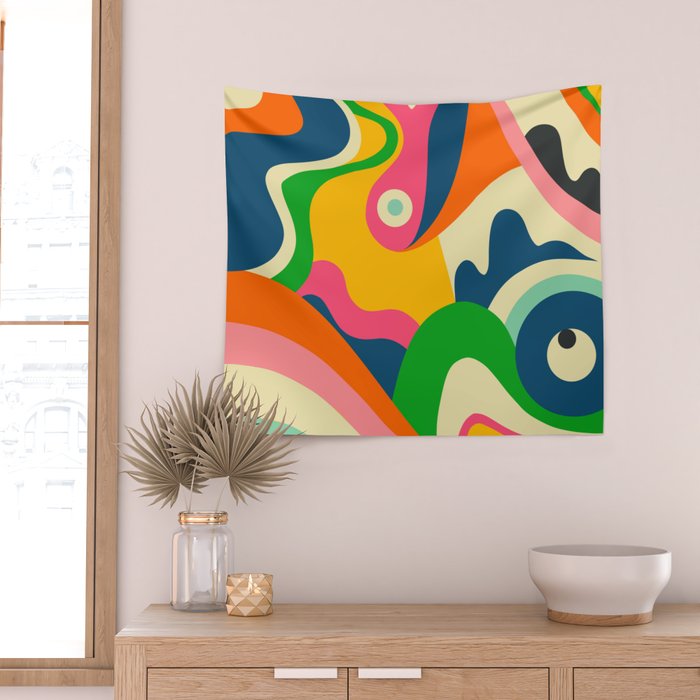Colorful Mid Century Abstract  Wall Tapestry Gallery Image 2