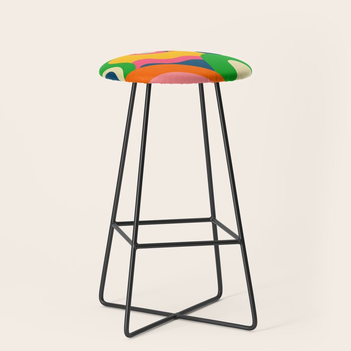 Colorful Mid Century Abstract  Stool Gallery Image 1