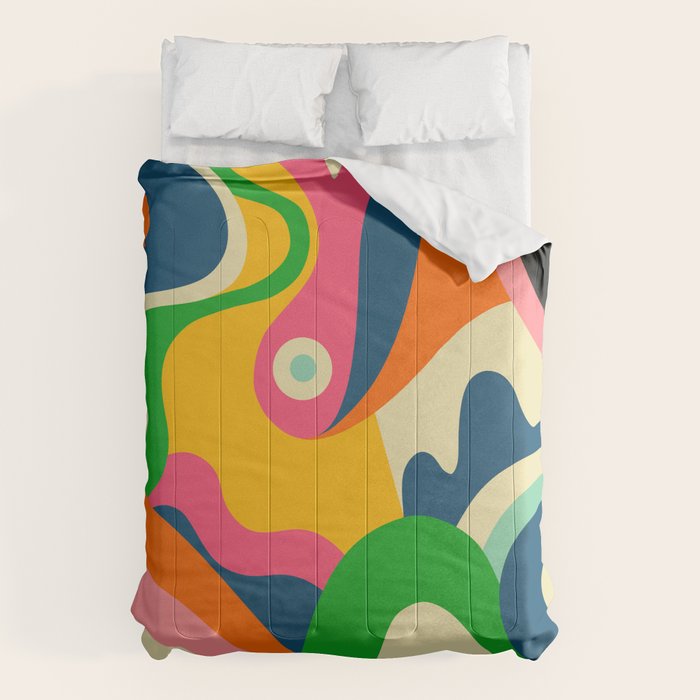 Colorful Mid Century Abstract  Comforter Gallery Image 1