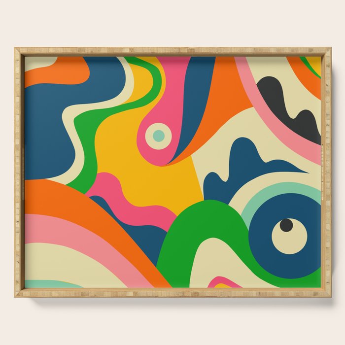 Colorful Mid Century Abstract  Serving Tray Gallery Image 1