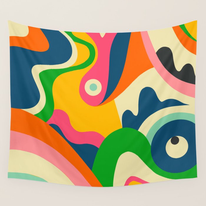 Colorful Mid Century Abstract  Wall Tapestry Gallery Image 4