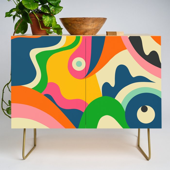 Colorful Mid Century Abstract  Credenza Gallery Image 1