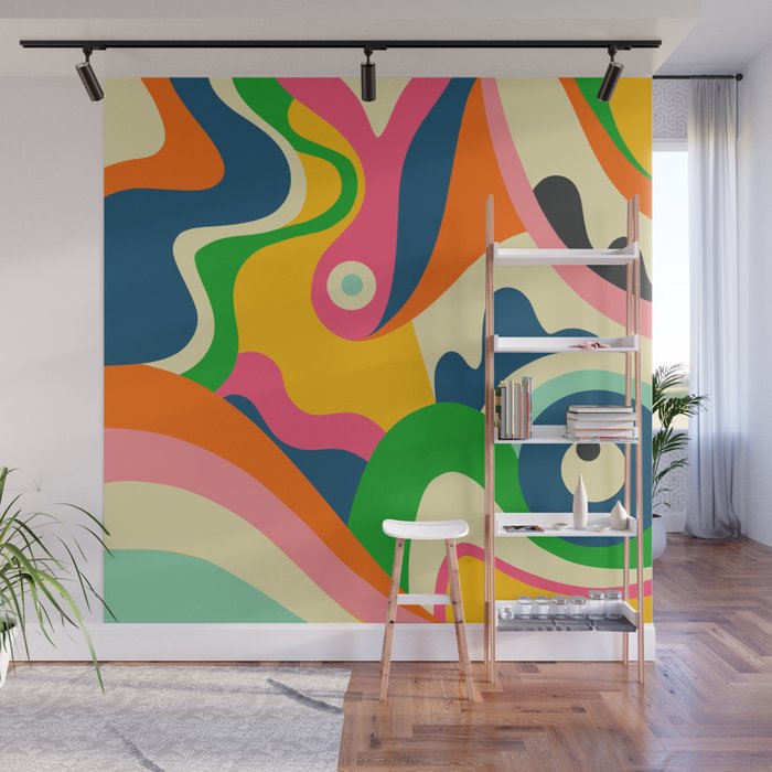 Colorful Mid Century Abstract  Wall Mural Gallery Image 1