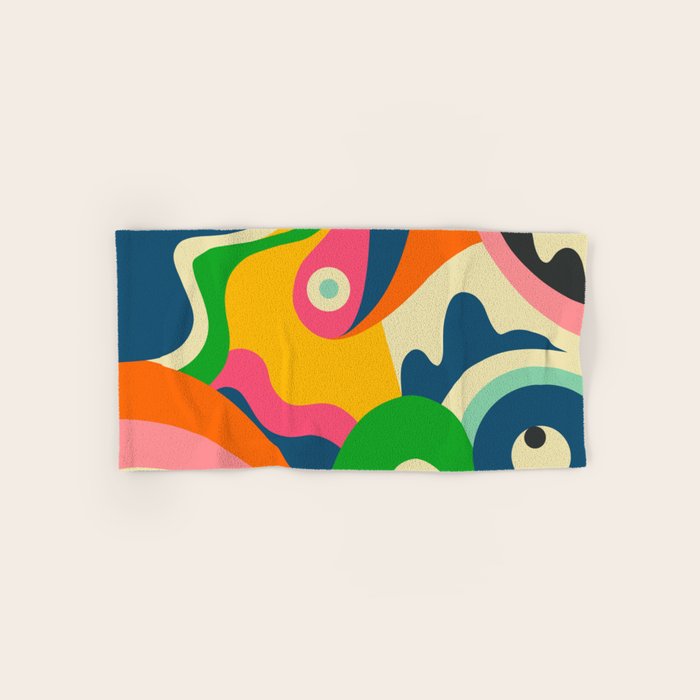 Colorful Mid Century Abstract  Hand & Bath Towel Gallery Image 1