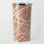 Terracotta White Lines Abstract Artwork Travel Mug Gallery Image 1