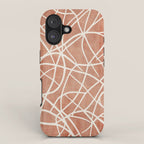 Terracotta White Lines Abstract Artwork iPhone Case Gallery Image 1