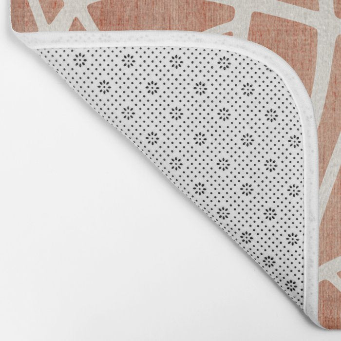 Terracotta White Lines Abstract Artwork Bath Mat Gallery Image 2