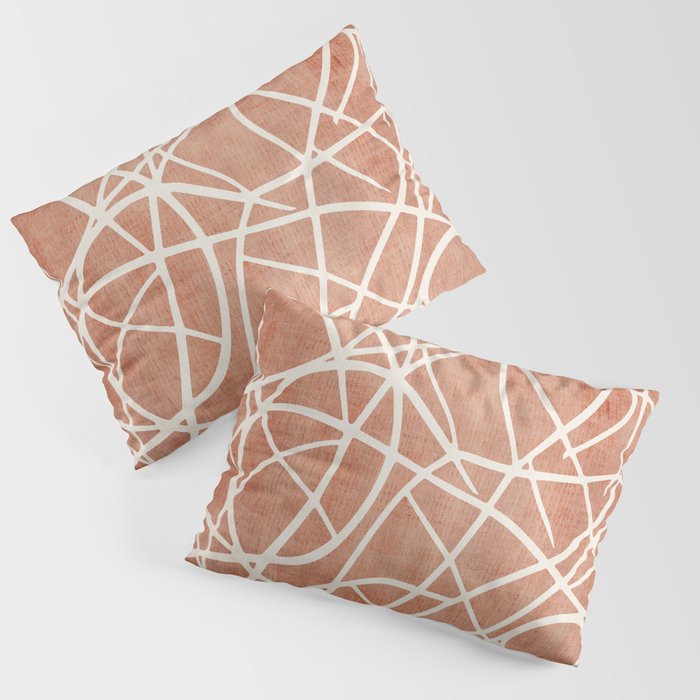Terracotta White Lines Abstract Artwork Pillow Sham Gallery Image 3