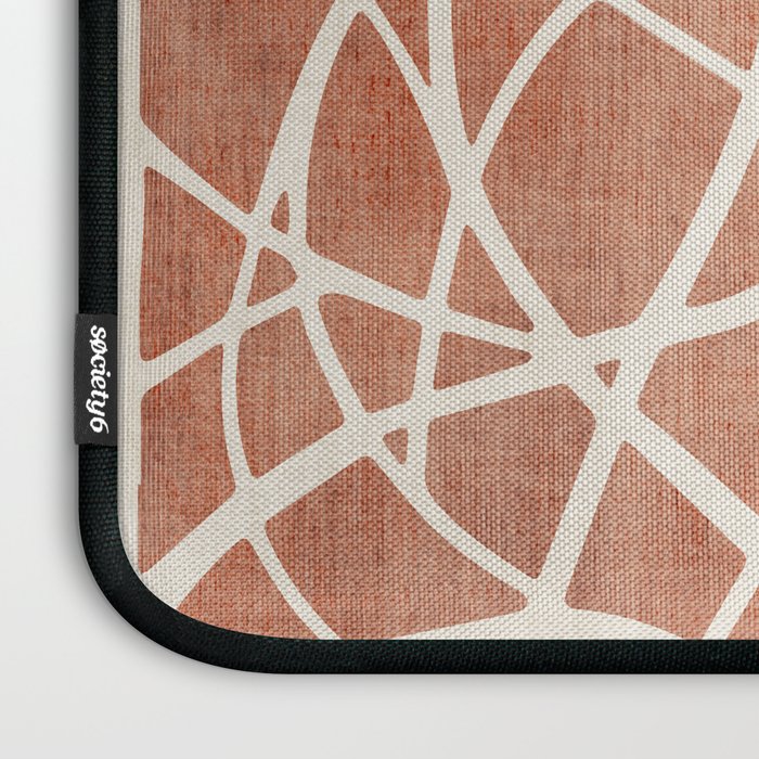 Terracotta White Lines Abstract Artwork Laptop Sleeve Gallery Image 3