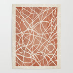 Terracotta White Lines Abstract Artwork Poster Gallery Image 4