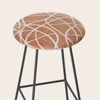 Terracotta White Lines Abstract Artwork Stool Gallery Image 2