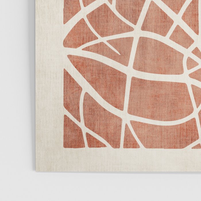 Terracotta White Lines Abstract Artwork Poster Gallery Image 3