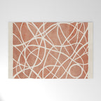 Terracotta White Lines Abstract Artwork Welcome Mat Gallery Image 1