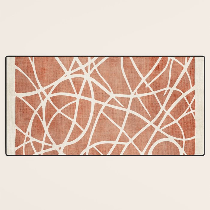 Terracotta White Lines Abstract Artwork Desk Mat Gallery Image 3