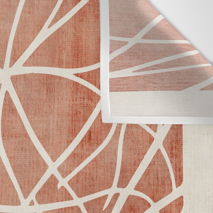 Terracotta White Lines Abstract Artwork Wall Tapestry Gallery Image 3