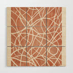 Terracotta White Lines Abstract Artwork Wood Wall Art Gallery Image 1