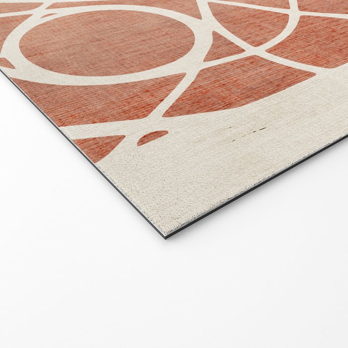 Terracotta White Lines Abstract Artwork Welcome Mat Gallery Image 2