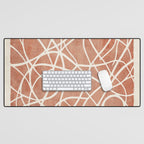 Terracotta White Lines Abstract Artwork Desk Mat Gallery Image 1