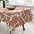 Terracotta White Lines Abstract Artwork Tablecloth Gallery Image 3