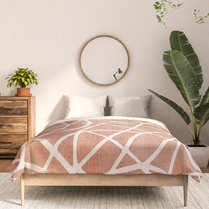 Terracotta White Lines Abstract Artwork Comforter Gallery Image 3