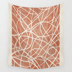 Terracotta White Lines Abstract Artwork Wall Tapestry Gallery Image 4