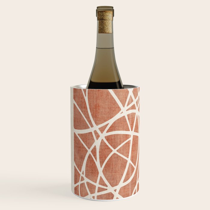 Terracotta White Lines Abstract Artwork Wine Chiller Gallery Image 2