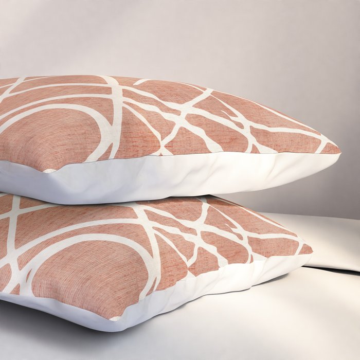 Terracotta White Lines Abstract Artwork Pillow Sham Gallery Image 3