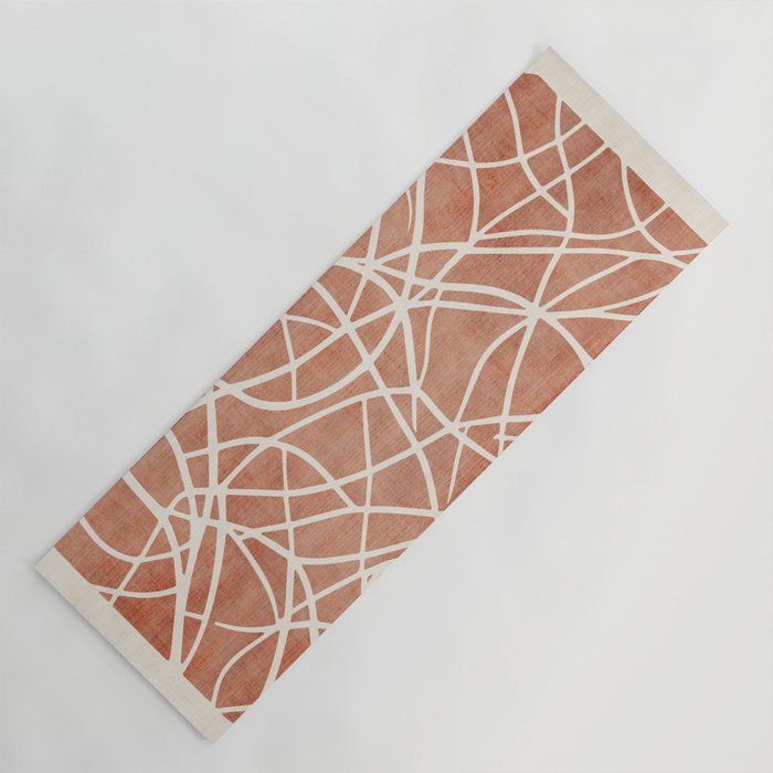 Terracotta White Lines Abstract Artwork Yoga Mat Gallery Image 1