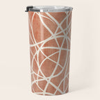 Terracotta White Lines Abstract Artwork Travel Mug Gallery Image 3