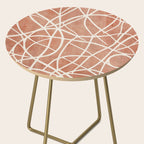 Terracotta White Lines Abstract Artwork Side Table Gallery Image 2
