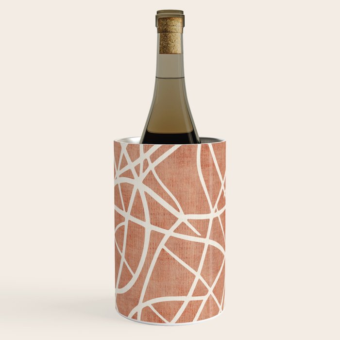 Terracotta White Lines Abstract Artwork Wine Chiller Gallery Image 1