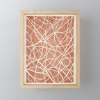 Terracotta White Lines Abstract Artwork Mini Art Print Gallery Image 1