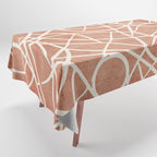 Terracotta White Lines Abstract Artwork Tablecloth Gallery Image 1