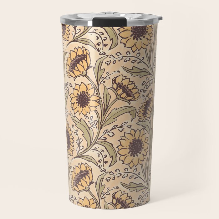 Sunflowers - gold Travel Mug Gallery Image 1