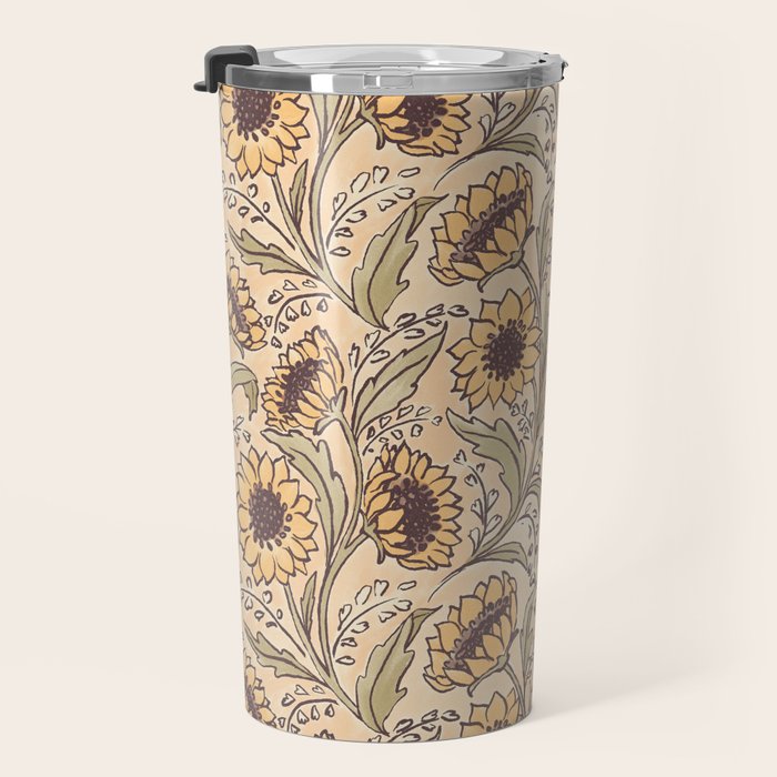 Sunflowers - gold Travel Mug Gallery Image 3
