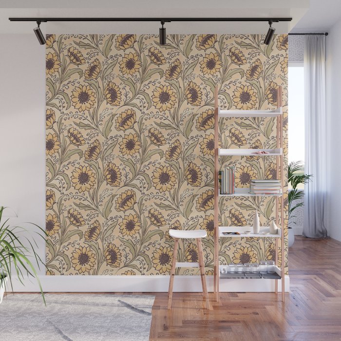 Sunflowers - gold Wall Mural Gallery Image 1