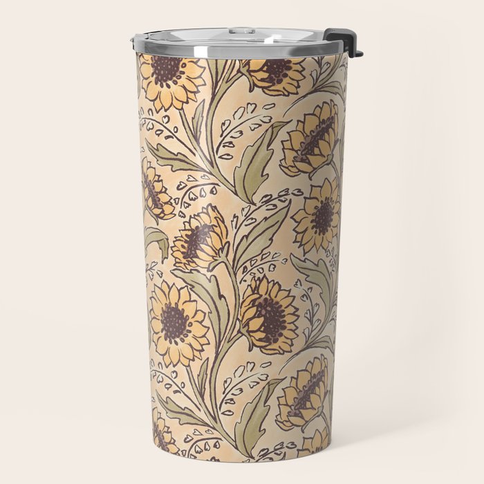 Sunflowers - gold Travel Mug Gallery Image 2