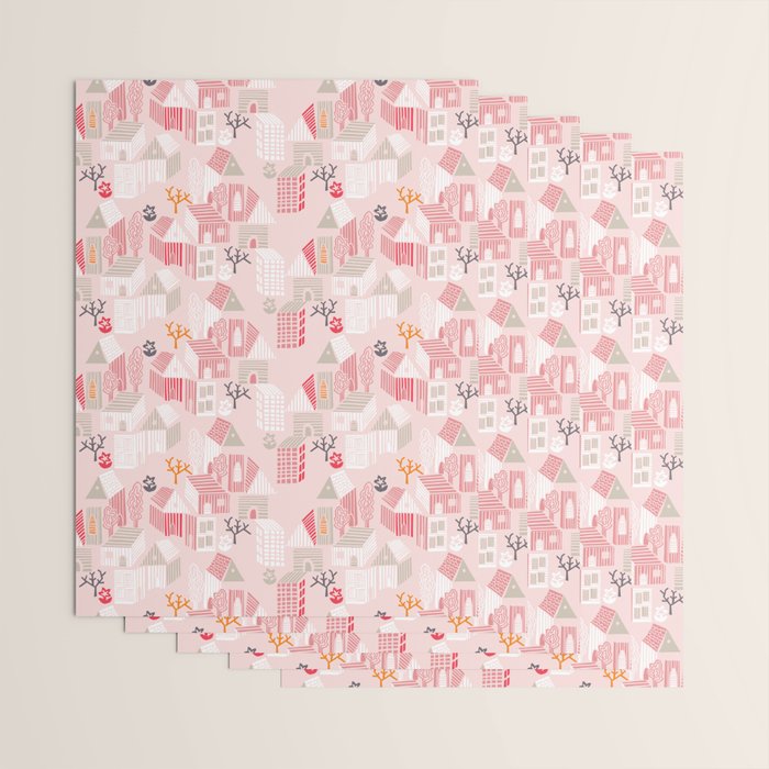 City life neighborhood pearl pink Wrapping Paper Gallery Image 3