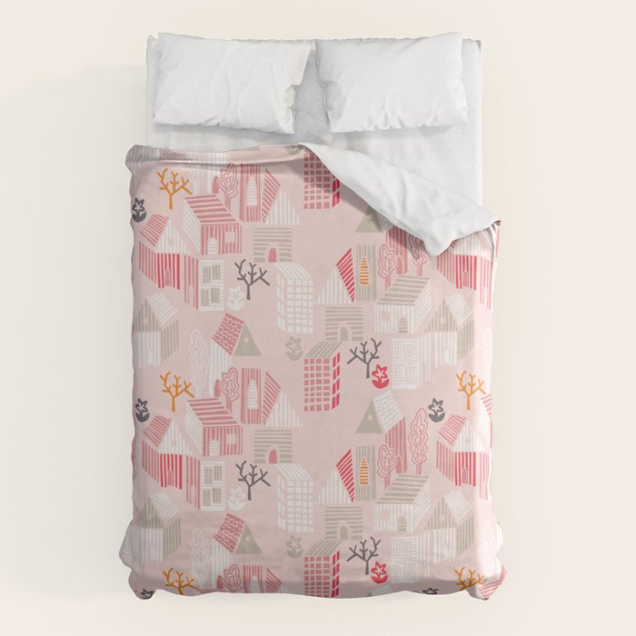 City life neighborhood pearl pink Duvet Cover Gallery Image 1