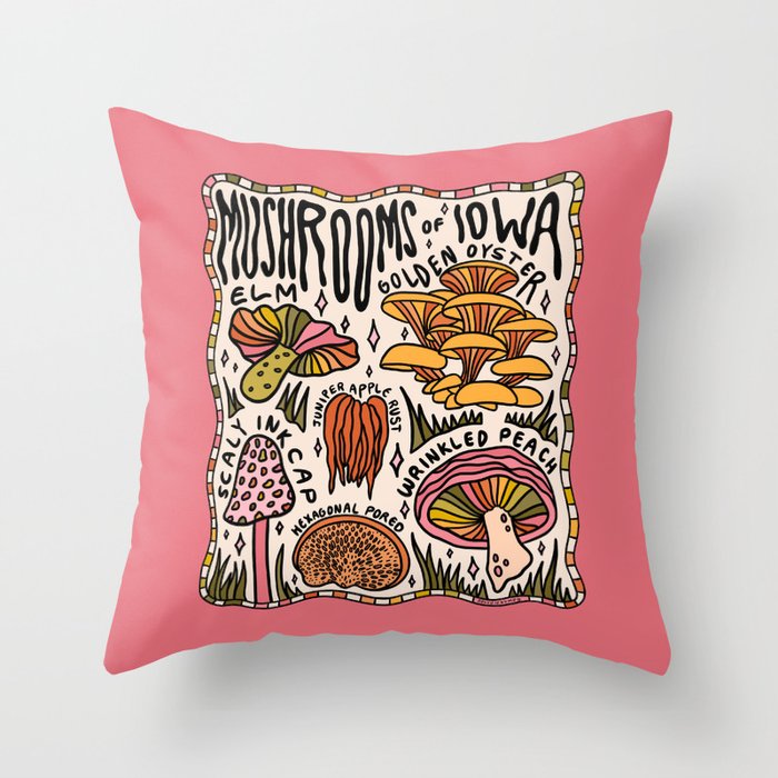 Mushrooms of Iowa Throw Pillow Gallery Image 6