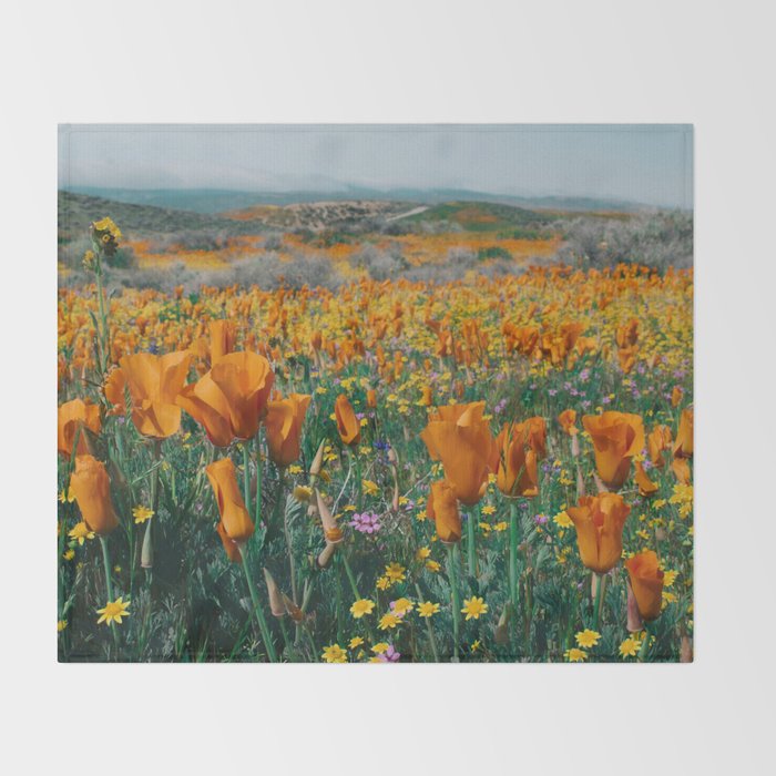 Wildflower Poppy Superbloom Throw Blanket Gallery Image 2