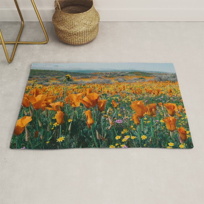 Wildflower Poppy Superbloom Rug Gallery Image 1